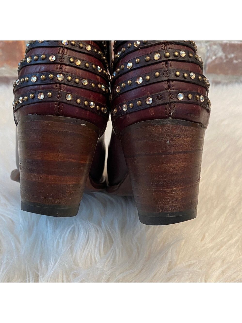 Denver Brown Studded Lady Gabriel Ankle Boots, Size 7.5 - Picture 15 of 17